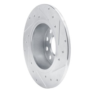 Audi Q2 Brake Rotor (1) - Rear Left - R1 Concepts - Drilled & Slotted - Silver - `17-`25